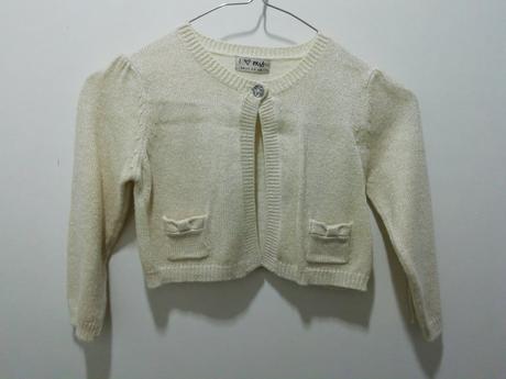 Krémovo zlatistý sveter s mašličkami, next,98