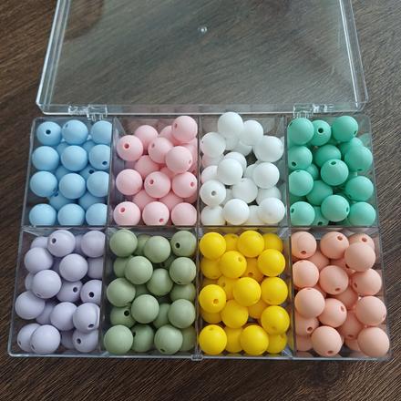 30ks silikónové korálky 12 mm (hryzadla, retiazky), 