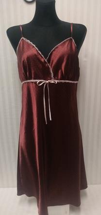 Bordovo hnedá nočná košeľa na ramienka, skir, s, s