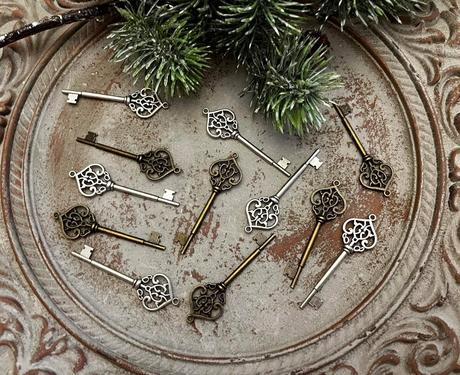 Dekoračné bronzové kľúčiky - 3 ks ( sada ),