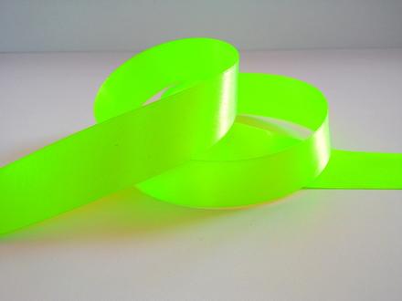 Stuha saténová 25 mm neónová žlto zelená, 