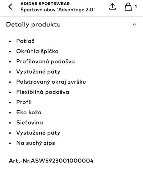 Tenisky adidas advange smiley v.35 s visačkou, adidas,35