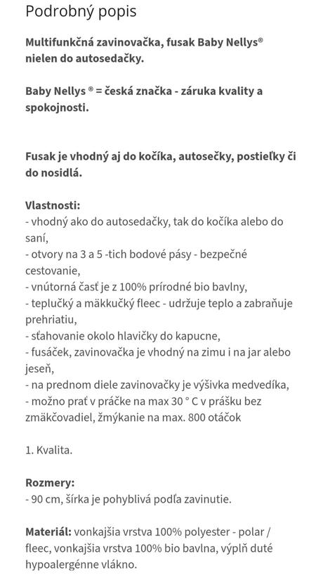 Zavinovačla/fusak, nellys