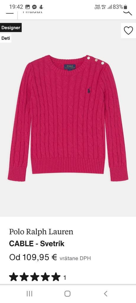 Svetrík lr, ralph lauren,116