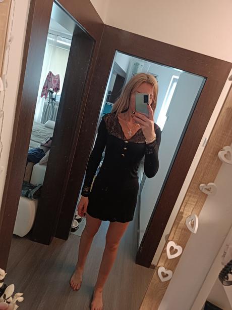 Šaty čierne s čipkou veľ. m, m