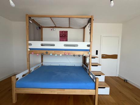 Detská poschodová posteľ masív buk, šírka (cm): 140,dĺžka (cm): 200