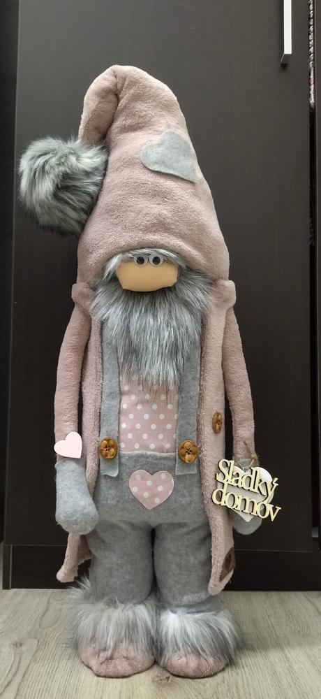 Dekorácia trpaslik sivo ružový,