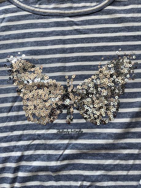 Pásikave tričko s ligotavým motýlom, next,164