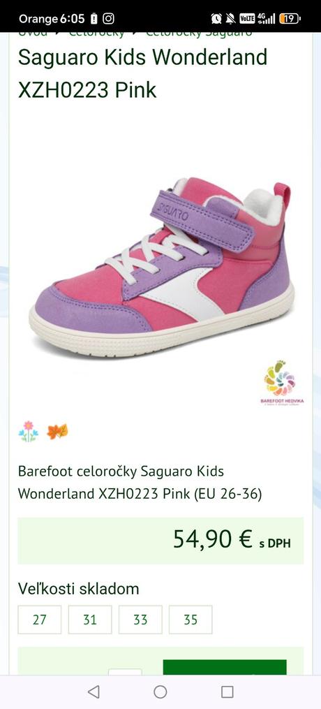 Saquaro kids wonderland celoročne barefoot veľkosť, 36