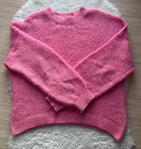 Ruzovy pleteny sveter bershka, bershka,s