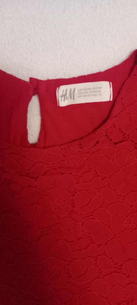 Sviatočné čipkované červené šaty h&m 8-10 rokov, h&m,134