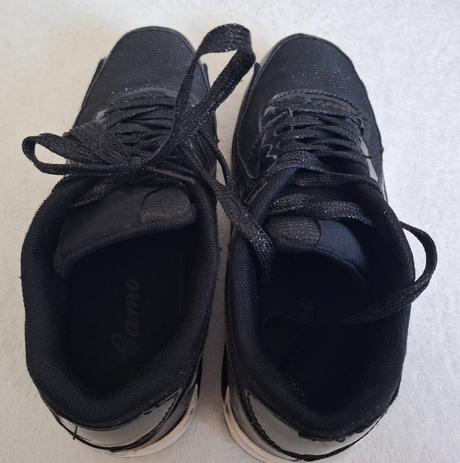 Čierne lesklé trblietavé tenisky, 36