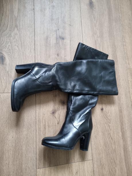Čierne kožené čižmy po kolená tamaris 36, tamaris,36