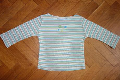 Pásikavé tričko s kvetmi 8 rokov, 128