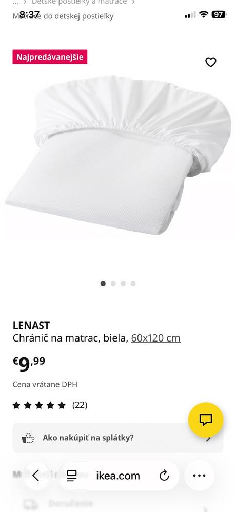 Lenast chránič matraca ikea 120x60, šírka (cm): 60,dĺžka (cm): 120