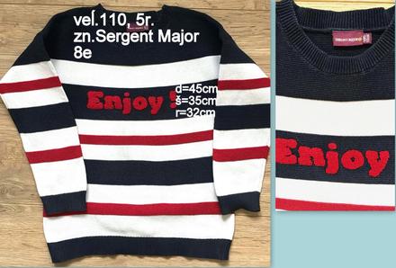 Pruhovaný sveter s nápisom "enjoy" veĺ.110, zn.sm, sergent major,110
