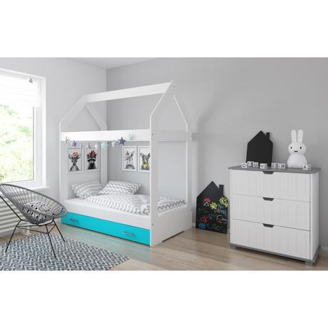 Detská posteľ domček, šírka (cm): 80,dĺžka (cm): 160