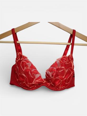 Dámska cute červená vyšívaná podprsenka y2k vintag, s