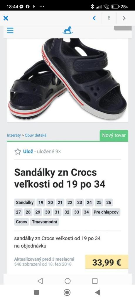 Crocs j2- č.33-34, crocs,33