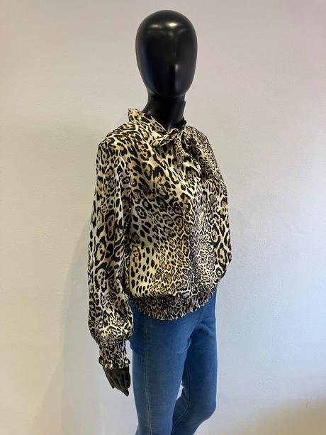 Dámska blúzka s leopardím vzorom a mašľou (uni),