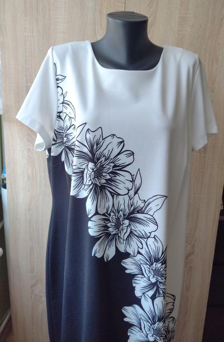 Elegantné čierno-biele plus-size šaty, bonprix,48