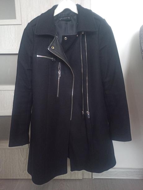 Dámsky čierny kabát, zara,s