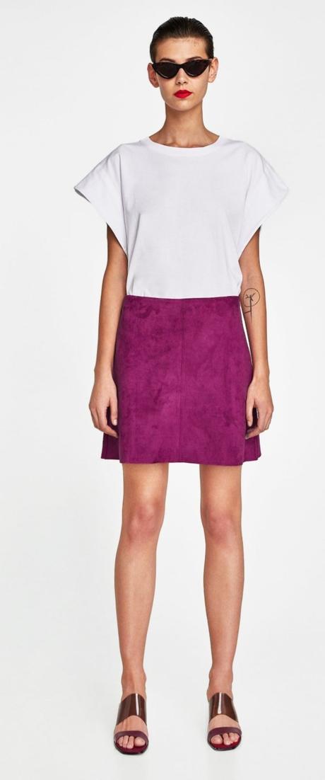 Mini sukňa so semišovým efektom, zara,l