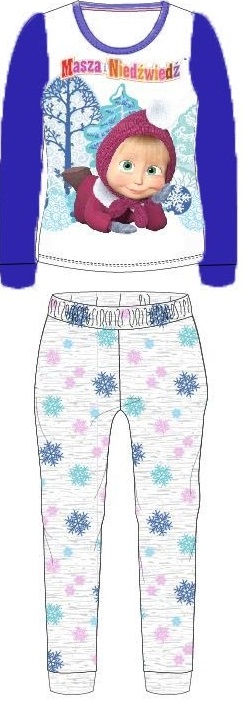 Pyžamo dievčenské máša a medveď dlhé modré, 122 / 128