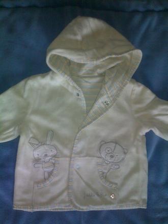 Podšitý smotanový kabátik s obrázkami, f&f,74