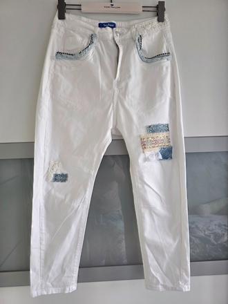 Biele elastické rifle made in italy l/xl, l