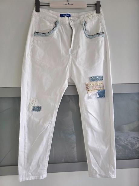 Biele elastické rifle made in italy l/xl, l