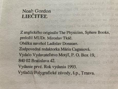 Liečiteľ-prvé vyd.1993,