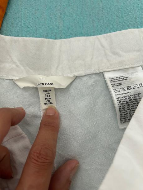Biele lanove nohavice, h&m,m