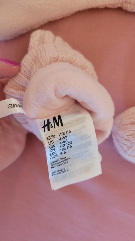 Čiapka s flísovou podšívkouhm-veľ.110-128+rukavice, h&m,128