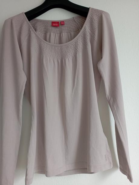 Pudrovoružové tričko s pekným výstrihom, esprit,m