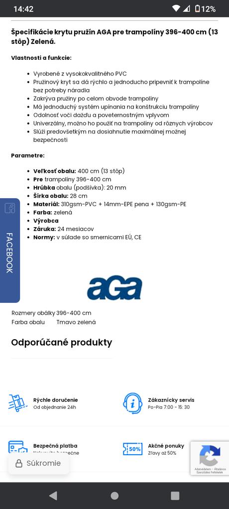 Kryt pruzin na trampolinu, 