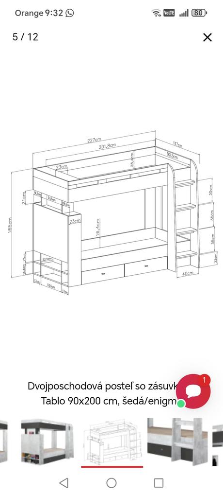 Poschodová posteľ, šírka (cm): 90,dĺžka (cm): 200