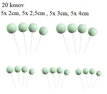 Tortový zápich guličky bledo zelené-skladom,tz-173, 