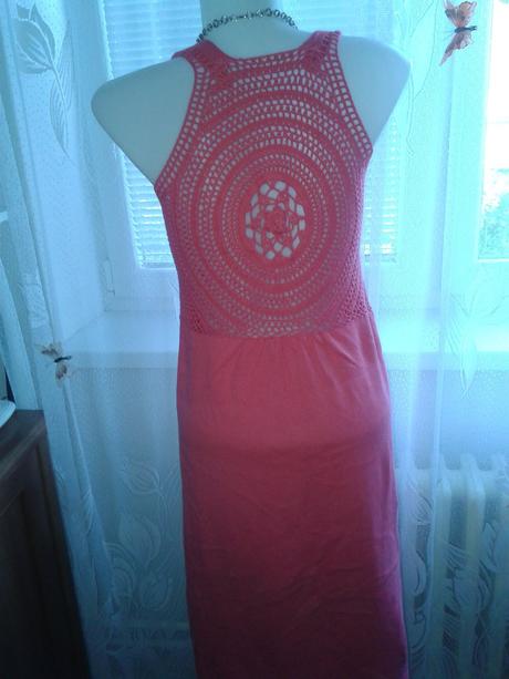 Pletené lososové šaty veľ. s, s