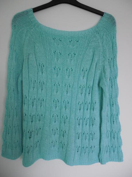 Tyrkysový štrikovaný sveter, 
