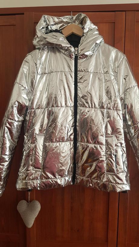 Strieborná zimná bunda lux, 40 / 42 / l / m