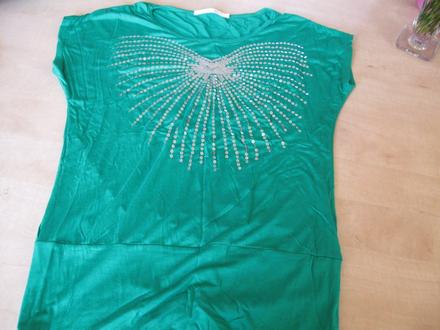 Zelené tričko s flitrami, l/xl, l