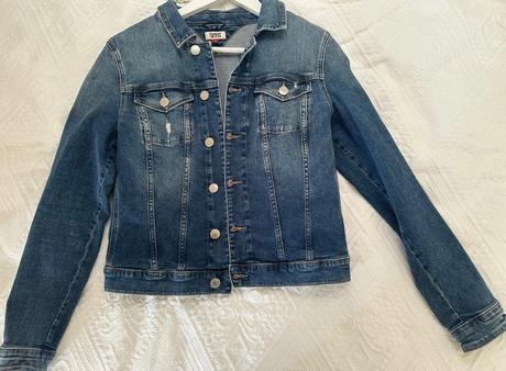 Tommy hilfiger dámska elastická riflová bunda s-m, tommy hilfiger,s