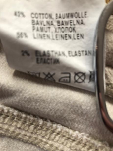 Kremove nohavice bavlna, lan, elastan 44, 44