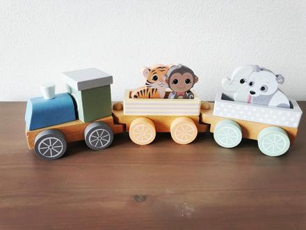 Jouéco the wildies family drevený vláčik so zviera,