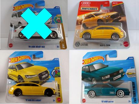Hot wheels- audi quattro,avant rs2,avant rs 6, 