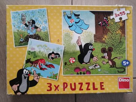 Dino puzzle krtko 3x55 dielov,
