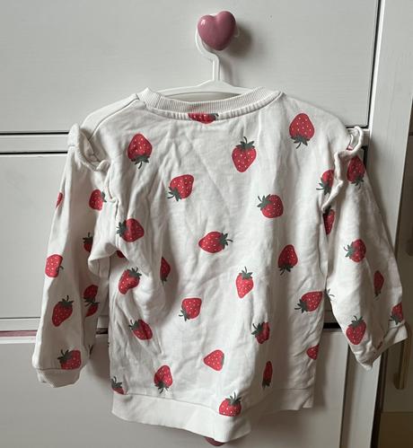 Krémová bavlnená mikina s jahodami, h&m, 98, h&m,98