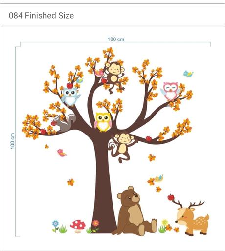 Samolepka lesný strom so zvieratkami, 