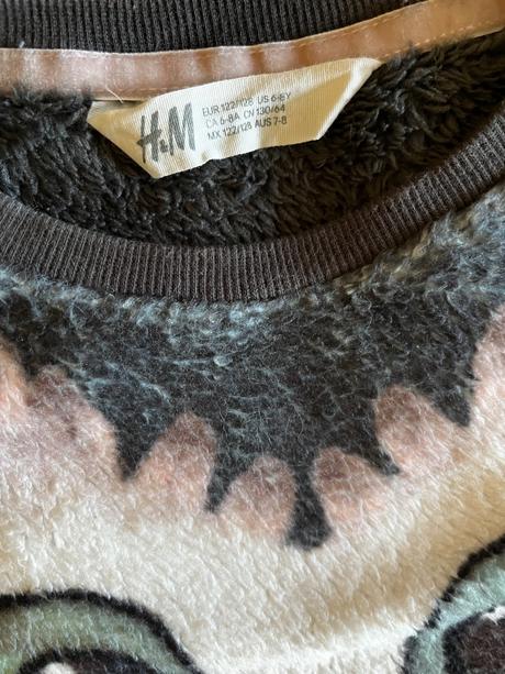 Teplá chlpatá mikina so sovičkou 122/128, h&m,122